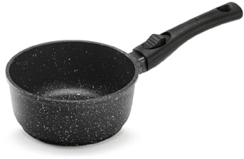 Pradel Excellence - PCUI001006 - Casserole Fonte d'Aluminium Premium Ø20cm - Revêtement Anti-Adhésif Façon Pierre - Manche Amovible - Tout Feu dont Induction, Noir
