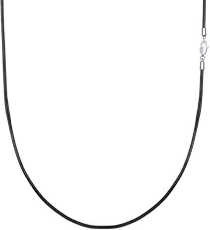 VANSZA Lederkette Echtes Leder Halskette Edelstahl Verschluss 1.5/2/3mm breit Damen Herren Kette für Anhänger charm 45-55cm wählbar DIY Lederschnur (45cm, Schwarz-1.5mm)