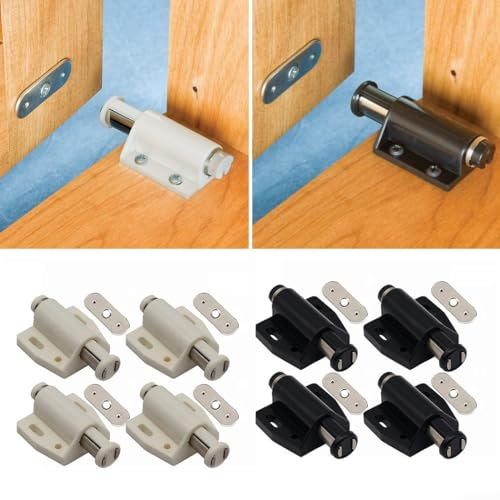 Zuverlässiger magnetischer Druckverschluss für Schränke und Schränke, 4-teiliges Set (schwarz)
