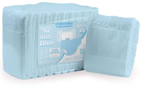 CutiePlusU Windeln für Erwachsene 10 Stück Einweg-Inkontinenz-Slips mit Schlaufen für Damen und Herren, Maximale Saugfähigkeit über Nacht – Blau (Große 37-47)