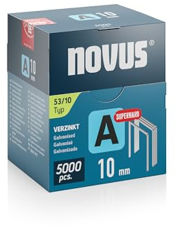 NOVUS TOOLS Feindrahtklammern 10 mm superhart, 5000 Tacker-Klammern vom Typ 53/10, Großverpackung, Heftmittel für Stoffe, Gewebe und Maschendraht