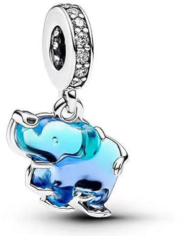LaMenars Blue Murano Glass Elephant Dangle Charm für Armbänd 925 Sterling Silber Bead Women Charms Mother's Day Birthday Anniversary Jewelry for Girls Wife