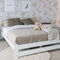 Holzbett 140x200 cm mit Lattenrost Modern Bett Bed Kiefer Massiv Bettgestell Doppelbett Massivholzbett Klassisch | Komfortabel & Langlebig | Skandinavisch Boho Landhaus Kopfteil mittel weiß