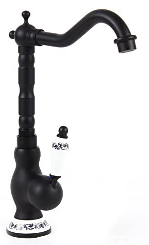 Wasserhahn Bad Antik Retro, Waschbeckenarmatur Badarmatur Einhebel Mischbatterie aus Messing für Badezimmer,Warm- und Kaltwasserhähnen,G3/8 Einlassschlauch, Schwarz