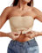 Varsbaby Soutien-Gorge Bandeau Femme sans Bretelles, Anti-dérapant Silicone, Brassière Tube Élastique sans Rembourrage(D452-Beige-XL