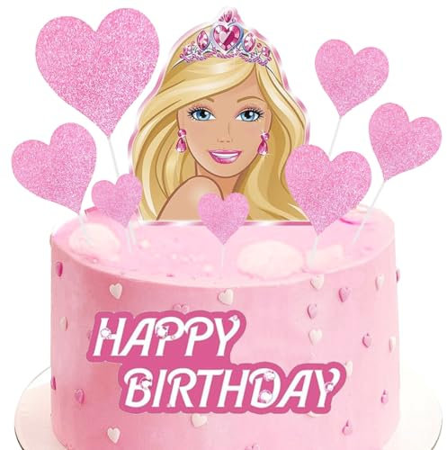 9 Stück Tortendeko Geburtstag Mädchen, Cake Topper, Rosa Kuchen Deko Geburtstag, Happy Birthday Tortendeko für Mädchen Geburtstag Party Kuchen Deko Supplies