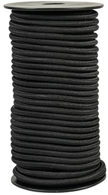 Corde Elastique Tendeur Élastique Noir 5mm 30m, Sandow Elastique pour Tendeur Bache, Bagages, Camping, Kayak, Lacets De Chaussures, Projets De Bricolage (Noir, 5MM X 30M)