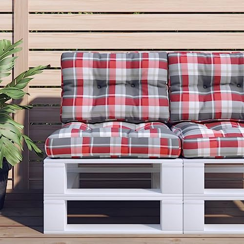 Homgoday Möbelkissen für Paletten, 2 Stück, rot, kariert, aus Stoff, Gartenkissen, Sitzkissen, Sofakissen, Gartenbank, Modell 360658