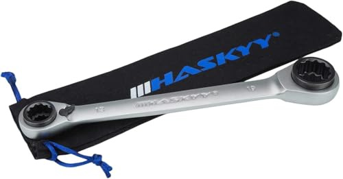 HASKYY Ratschenschlüssel 4 in 1 umschaltbar I 10x13x17x19 I Doppel-Ratschenringschlüssel AUSWAHL (10)