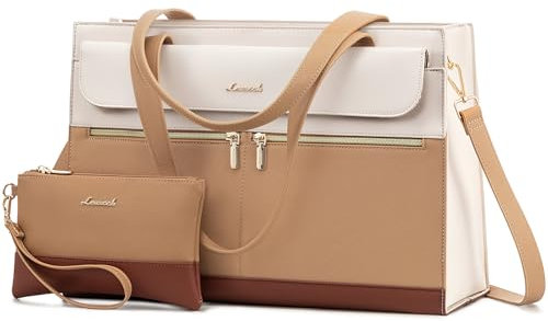 LOVEVOOK Laptoptasche 15,6 Zoll Handtasche Damen, PU Leder Tote Bag Women Shoulder Crossbody Bag Groß Shopper Tasche, Elegant Schultertasche Aktentasche Arbeitstasche Lehrertasche für Uni Büro
