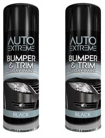 PNJB Bumper and Trim Black Spray Paint, Aerosol Spray, Durable Formula, Quick Drying, Restorer Car Bike Paint, Soften, Indoor & Outdoor, 300ml, (2 Pcs)