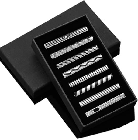 CVNIMV Ensemble de Pinces à Cravate pour Hommes Pince à Cravate rayée personnalisée avec Motif Noir