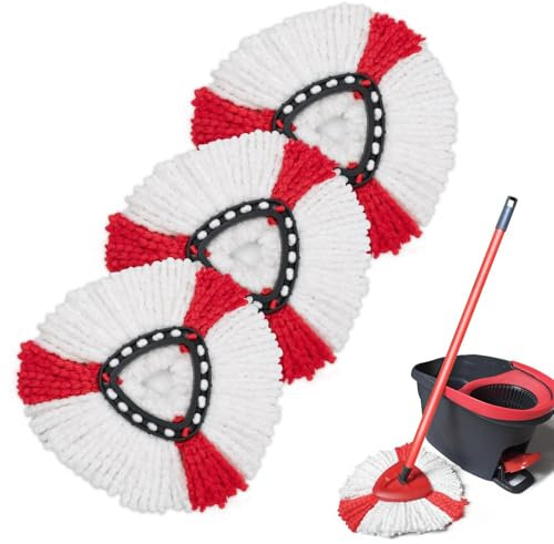 Frogetu Set di 3 Testine di Ricambio del Mocio Compatibili,Ricariche Per Mocio In Microfibra Compatibili,Per Vileda Mocio Rotante,con Vileda Turbo 2 in 1 Mop
