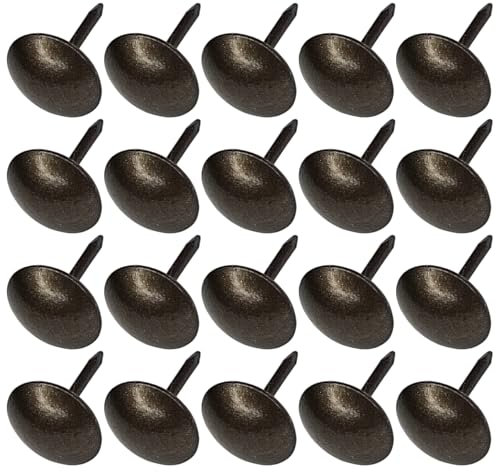 cyclingcolors 20x Chiodi a testa larga tondi chiodini puntine per tappezzeria 11mm marrone decorativo divano poltrona letto sedia rinnovamento, finitura bronzo