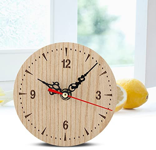 Akozon Runde Mini-Uhr aus Holz Im Vintage-Stil – 3er-Set, Retro-Heimdekoration Im Europäischen Stil (Durchmesser 12 cm)