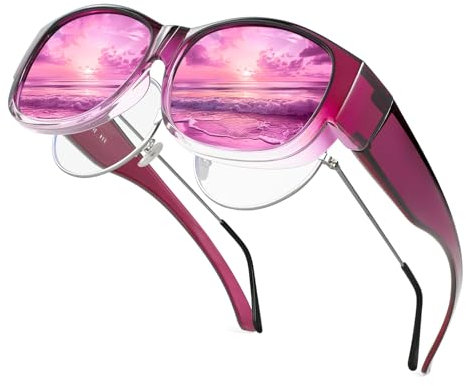 Hifot Polarisierte Überzieh Sonnenbrille Damen Herren, Kleiner Rahmen Sonnenbrille Über Normale Brille, Polarisierte Überbrille für Brillenträger mit UV Schutz, Sonnenüberbrille für Fahrrad & Draußen