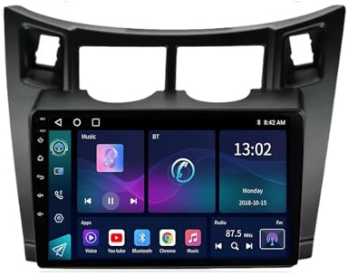 9 Pollici Android 13 Autoradio per Toyota Yaris Fascia 2005-2012 Navigazione GPS Touch screen con Bluetooth SWC FM RDS Radio AHD 4G/WIFI DVR Ventola di raffreddamento(6+128G)