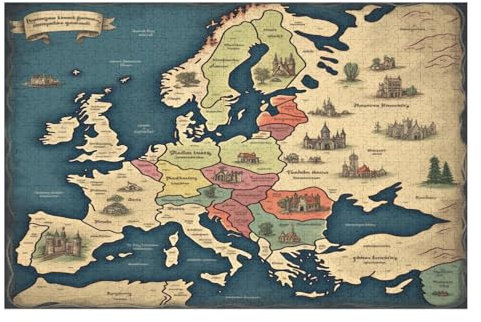 Europakarte Holzpuzzle Für Erwachsene Teenager Stress Abbauen Familien-Puzzlespiel Poster 1000-teiliges Puzzle Kinder Lernspiel （75×50cm）