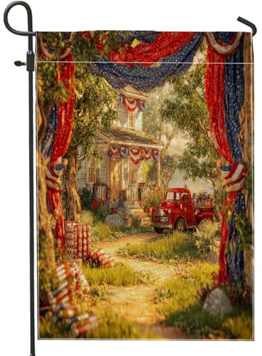 Patriotische Sommerflagge, festliche rote LKW- und Americana-Wimpelkette, Heimdekoration, Outdoor-Rasenbanner, doppelseitige Hofdekoration für den 4. Juli, Feiertagsparty, 30,5 x 45,7 cm