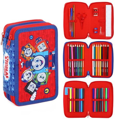 TDL Thomas and Friends 3 Compartment Filled Pencil Case with 45 Items