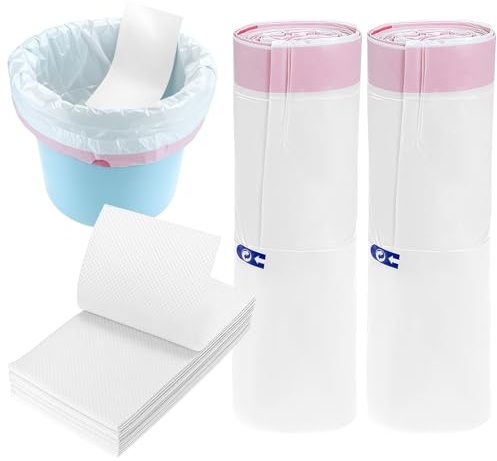 QWORK® 40 Sacchetti Igienici Monouso e 40 Pad Assorbenti per Comoda - per Comoda WC e Poltrone per Adulti