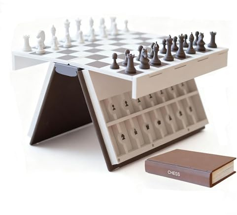 Playbook'd Chess, kompaktes 3D-gedrucktes Schachbuch, intellektuelle Brettspiele, die wie Bücher Aussehen, Schachsets, Reisebrettspiele, magnetisches Klappschachschwein (1set)