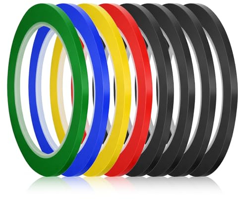 Jeffdad 8 Rollen Whiteboard Klebeband Bunt Klebestreifen Selbstklebendes | Band Whiteboard Tape Markierungsband Klebeband Zubehör Grafikband Markierbänder für Schule Büro Zuhause (3 mm x 66 m)