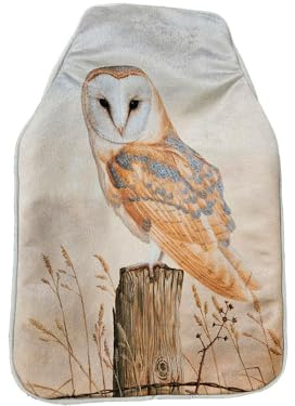 Robert E Fuller Velvet Barn Owl Hot Water Bottle with Cover, Hand-Stitched in UK, Machine Washable, 24cm x 36cm