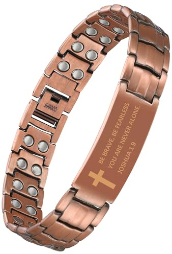 Jeracol 99.99% Copper Bracelet for Men, Ultra Strength Magnetic Bracelet with 3500 Gauss Neodymium Magnet, Adjustable Sizing Tool & Jewelry Gift Box