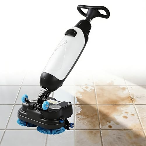 AETEREOS Autolaveuse Verticale et Aspirateur Nettoyeur Sol, Design Compact, Double Brosse Rotative 360°, Nettoyage en Profondeur pour Carrelage et Parquet Blanc-220V
