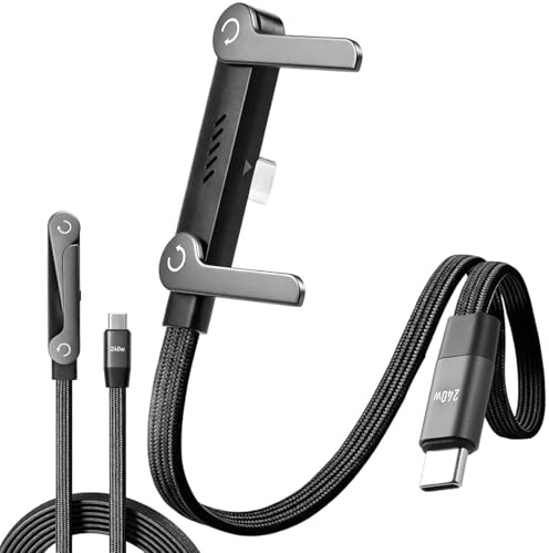 Cable USB-C a USB-C 240W con Soporte Invisible 2 en 1, Trenzado Nylon