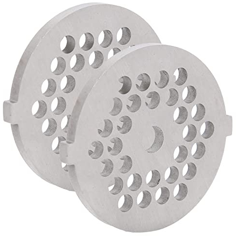 ACOGEDO Picadora Eléctrica de Acero Inoxidable, Placa de Molienda con Orificio Redondo para Amoladora Tipo 5#/B, 2 uds. (cuchillo de malla de apertura de 5 mm)