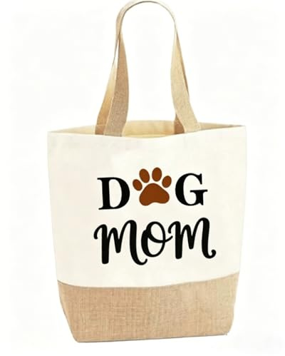 RgitFzi Dog Mom Jutebeutel Shopper & Hundemama Geschenk für den Alltag – Idee Geschenk für Hundebesitzer Frauen zum Einkaufen & Gassi, Geschenke für Hunde Liebhaber Hundemama