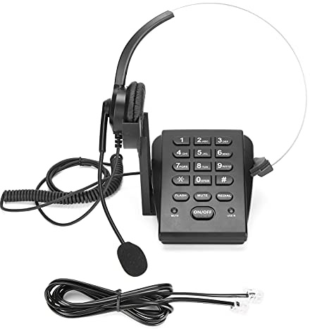 CHEOTIME Telefono con filo con auricolare, telefoni per call center HT700 con auricolare, telefono fisso con pulsanti extra grandi e schermo per ufficio, casa