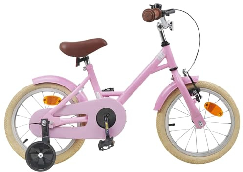 Kaloriko Kinderfahrrad 16 Zoll Hellrosa aus Stahl für 4-6 Jahre, leichtes Zweirad mit Rücktrittbremse und Schutzblech, ideal für Freizeit, Stadt und Outdoor-Spaß