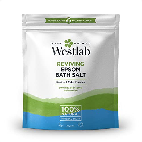 Westlab - Reviving Epsom Salt - 5kg Resealable Pouch - 100% Natural, Pure & Unscented Mineral Salts - Supports Sleep and Relieves Aching Muscles