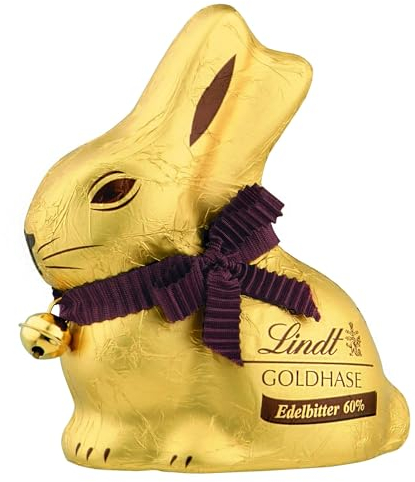 Lindt Schokolade GOLDHASE | 4 x 100 g GOLDHASE | Premium Edelbitter-Schokolade in Hasenform zu Ostern | 60 % Kakaoanteil | Osterschokolade | Schokoladengeschenk | Schokoladenhase | Osterhase