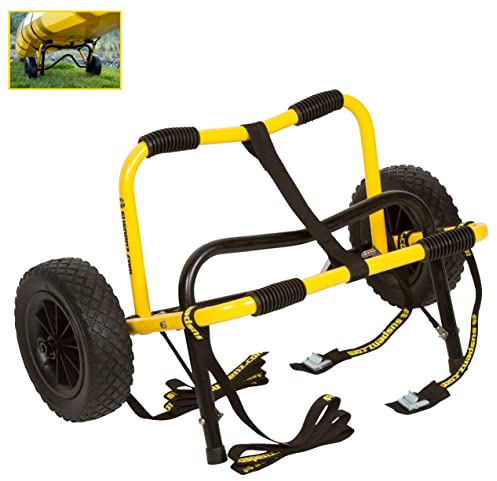 Suspenz Kayak Canoe Trailer Cart, Heavy Duty Kayak Transport Dolly with Airless Wheels, Yellow, 22-6699
