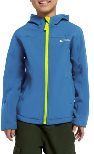 Mountain Warehouse Exodus Kids Softshell Jacket | Hooded Wind & Water Resistant, Breathable Coat with Fleece Lining for Warmth, Ideal for Playground & After-School Adventures