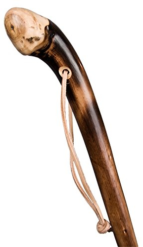 Stock-Fachmann Naturwurzel Geflammt mit Lederschlaufe Wanderstock, Braun, M