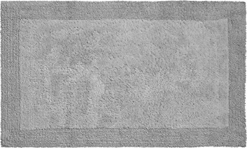 Grund organisch & beidseitig verwendbar Badteppich 100% Bio-Baumwolle, ultra soft, ÖKO-TEX-zertifiziert, 5 Jahre Garantie, LUXOR, Badematte 80x150 cm, kieselgrau