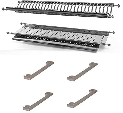 IDOR STORE Scolapiatti in Acciaio Inox di lunghezza variabile da 84 a 87 cm con supporti laterali