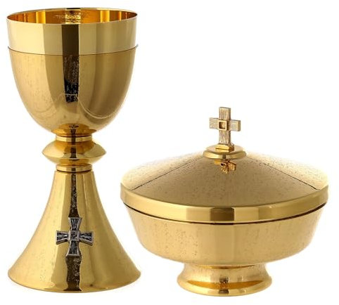Holyart Kelche, Ziborien, Patenen aus Metall: Kelch und Ziborium mit Silber Kreuz, Kelch