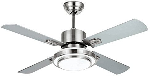 Ventilatore da soffitto con telecomando e luce 4 pale diametro 132 cm 3 velocità con rotazione reversibile estate/inverno potenza max 65 W garanzia 2 anni e assistenza Italiana