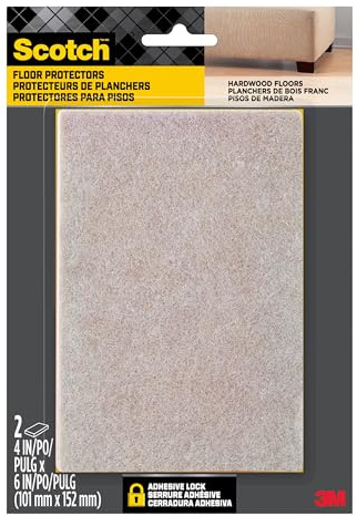 Scotch Felt Pads Beige, 2 Large Pads 4 x 6 in, Felt Furniture Pads for Protecting Hardwood Floors, Easy-to-Apply, Self-Stick Design, Reliable Protection from Nicks, dents and Scratches (SP845-NA)
