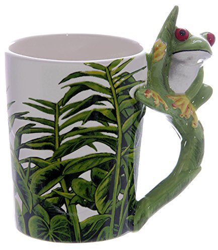 Close Up Tasse mit 3D Frosch-Henkel - weiß - grün Kaffeebecher aus Keramik
