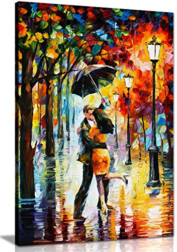 Leonid Afremov Ölgemälde auf Leinwand, abstrakt, für Wohnzimmer, Heimdekoration, Dance Under the Rain, 76x51 cm (30x20in)