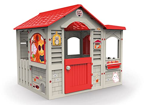 Chicos - Grand Cottage XL Casita Infantil de Exterior, Fabricado en plástico Resistente, Duradero de fácil Montaje, Color Beige con Tejado Rojo, Única (89627)