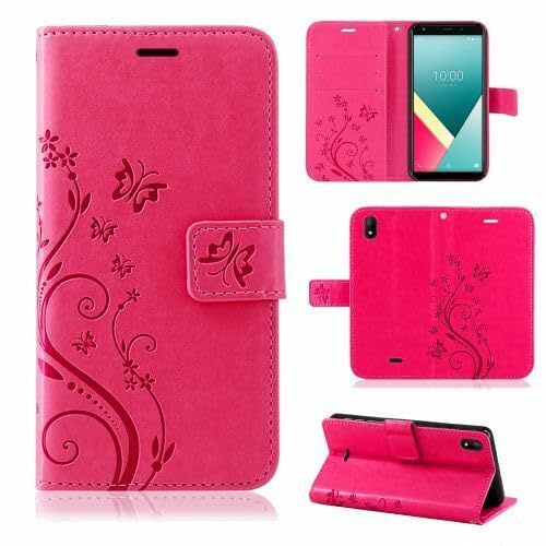 betterfon Hülle Kompatibel mit Wiko Y61 | Premium PU Leder Handyhülle Wallet Case für Y61 | Schutzhülle Blumen Klapphülle Handyhülle | Pink