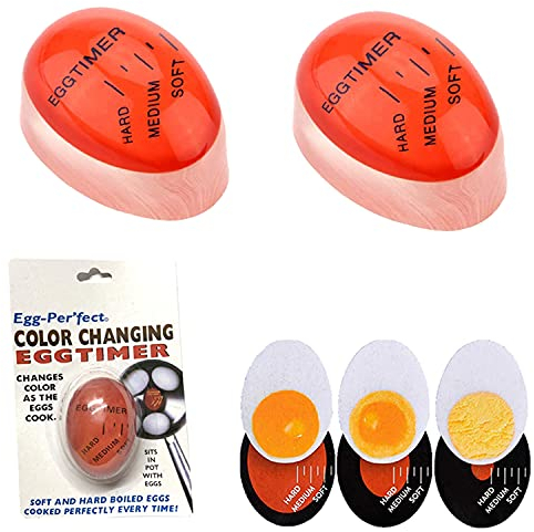 ZONSUSE Minuterie D'oeufs Cuisine, 2 PCS Bouillir Doux, Moyen ou Dur Minuterie à Oeufs à Changement de Couleur Minuterie à Oeufs Sûre Réutilisable pour Cadeau et Utilisation à la Maison